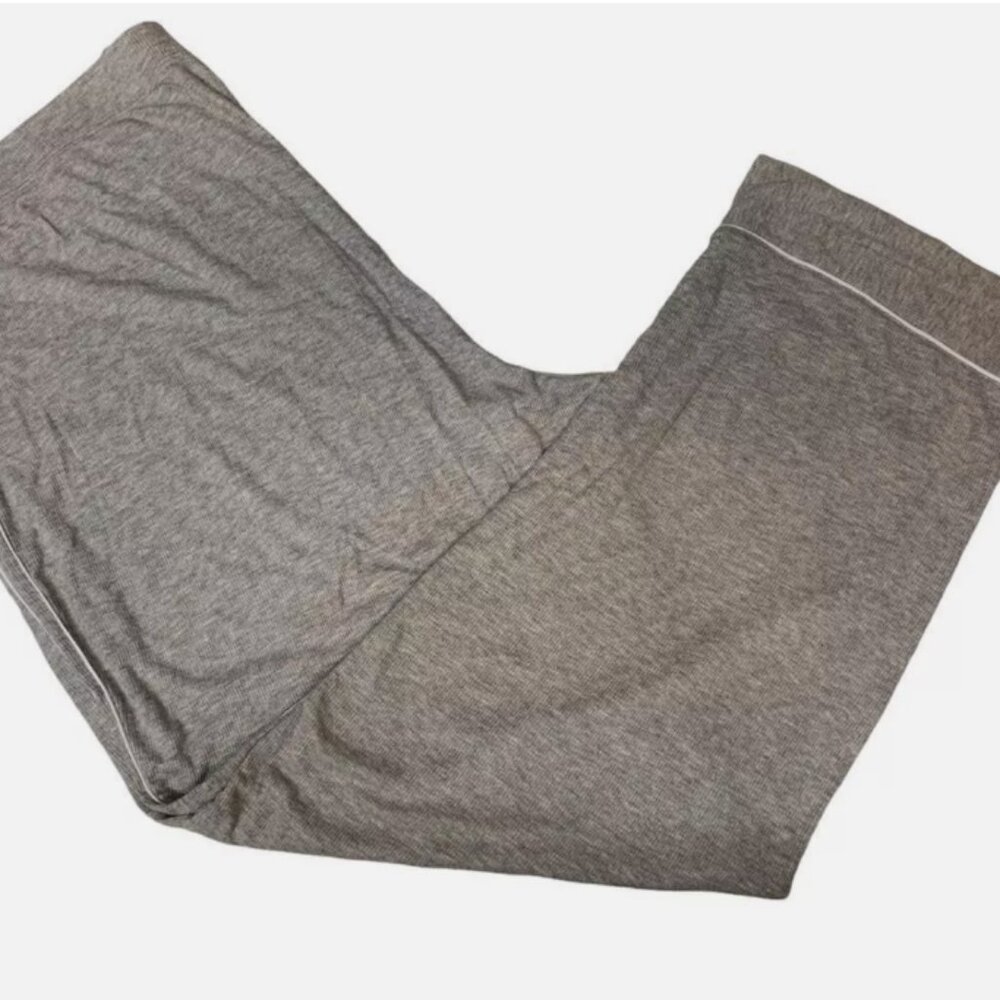 Alfani Women's Piping Trim Ribbed 1 Piece Pajama Pant, Grey Heather, XXL